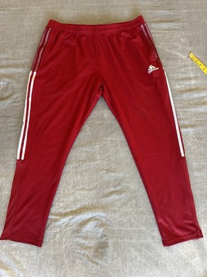 Adidas Tiro 25 Essentials Men's M Red/White 3-Stripe Track Pants Tapered