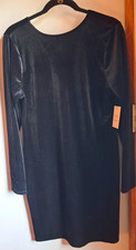 Cara Santana x Nine West Black Velvet V-Neck Sheath Dress XL Stretch