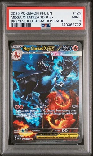 2025 POKEMON PFL EN-PHANTASMAL FLAMES #125 MEGA CHARIZARD X EX PSA 9