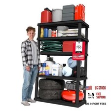 Plastic Storage Shelves Made in USA 68"H x 36"W 5 Tier  18"D x 36"W x 68"H