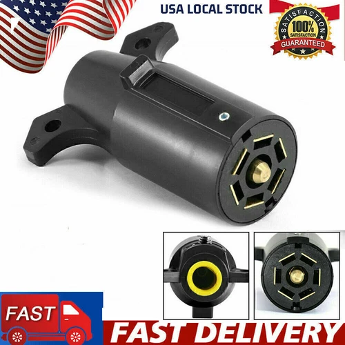 7 Way Round RV Style Trailer Light Plug Connector Replacement End Blade Pin .