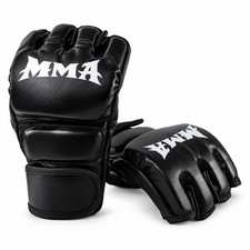MMA UFC Leather Boxing Gloves Sparring Kick Thai Gym Punching Bag Half Mitt AU