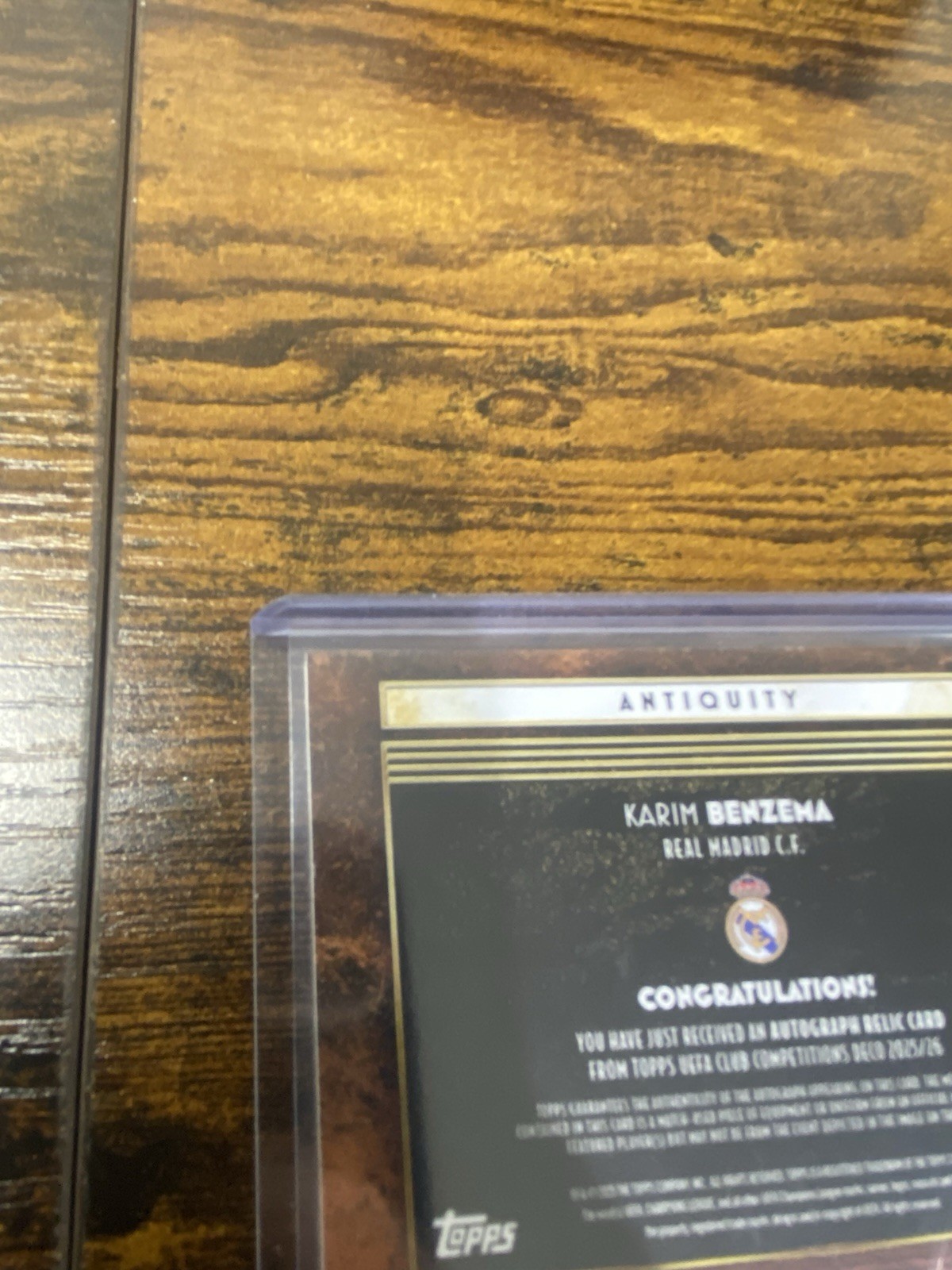 Karim Benzema 2025-26 Topps Deco Match Worn Patch Auto #’ed 24/25 Real Madrid view 9