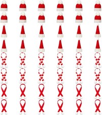 48 Pcs Christmas Mini Knit Santa Hat Scarve for DIY, Red
