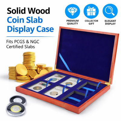 Pcgs Slab Holder Solid Wood Coin Slab Display Case Slot For PCGS