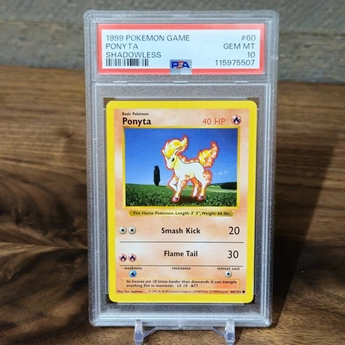 1999 POKEMON BASE SET SHADOWLESS #60 PONYTA PSA 10
