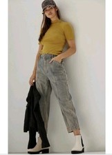 Anthropologie Seamed Pilcro Pant High Rise Straight Gray Denim Size 27 Cotton