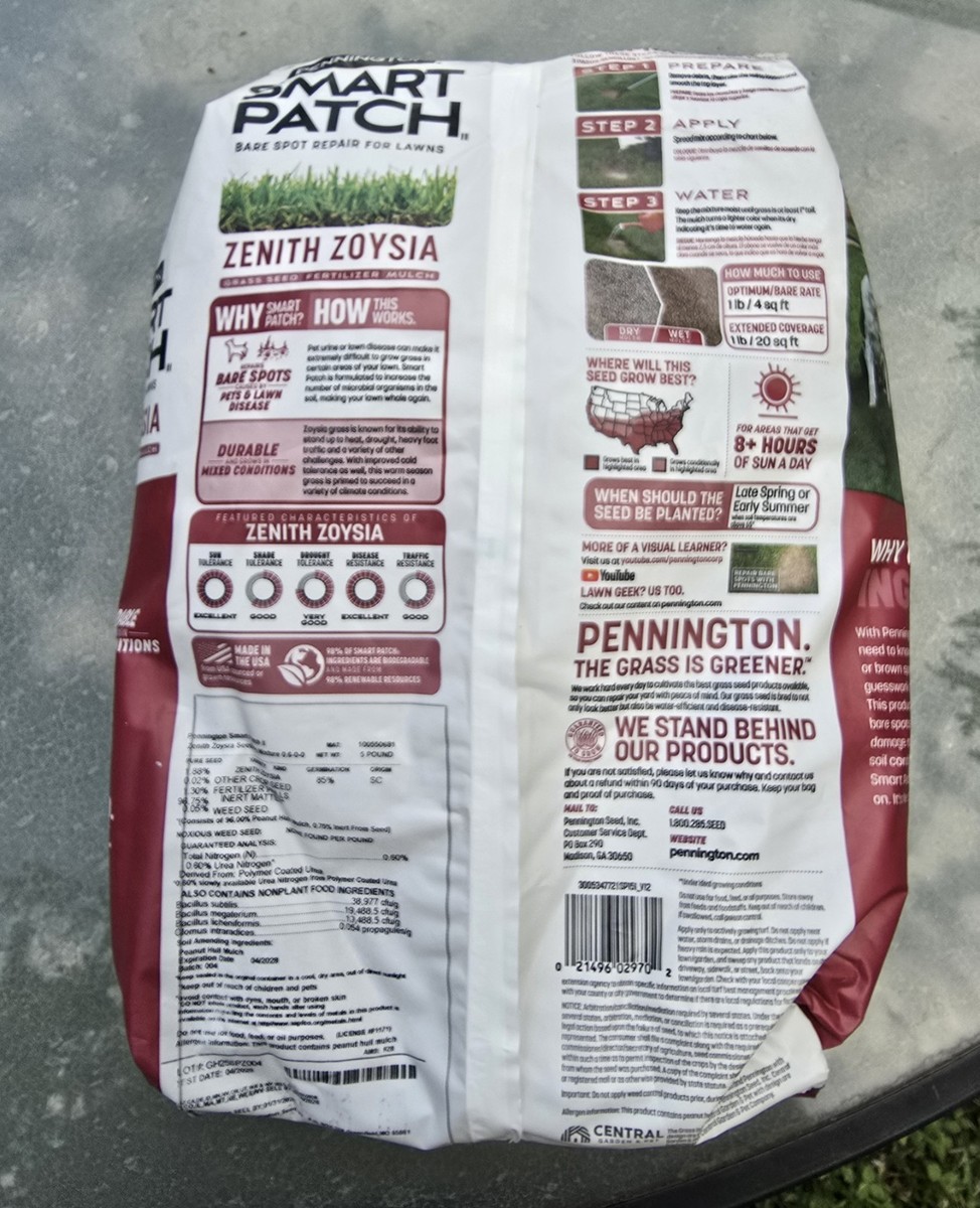 PENNINGTON SMART PATCH ZENITH ZOYSIA GRASS SEED MIX (5lb) | eBay