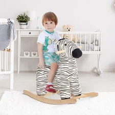 Kids Rocking Horse,  Zebra Shaped Ride on Horse with Realistic Sound