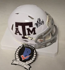 Myles Garrett Signed White Texas A&M Aggies Mini Football Helmet Beckett W Auto