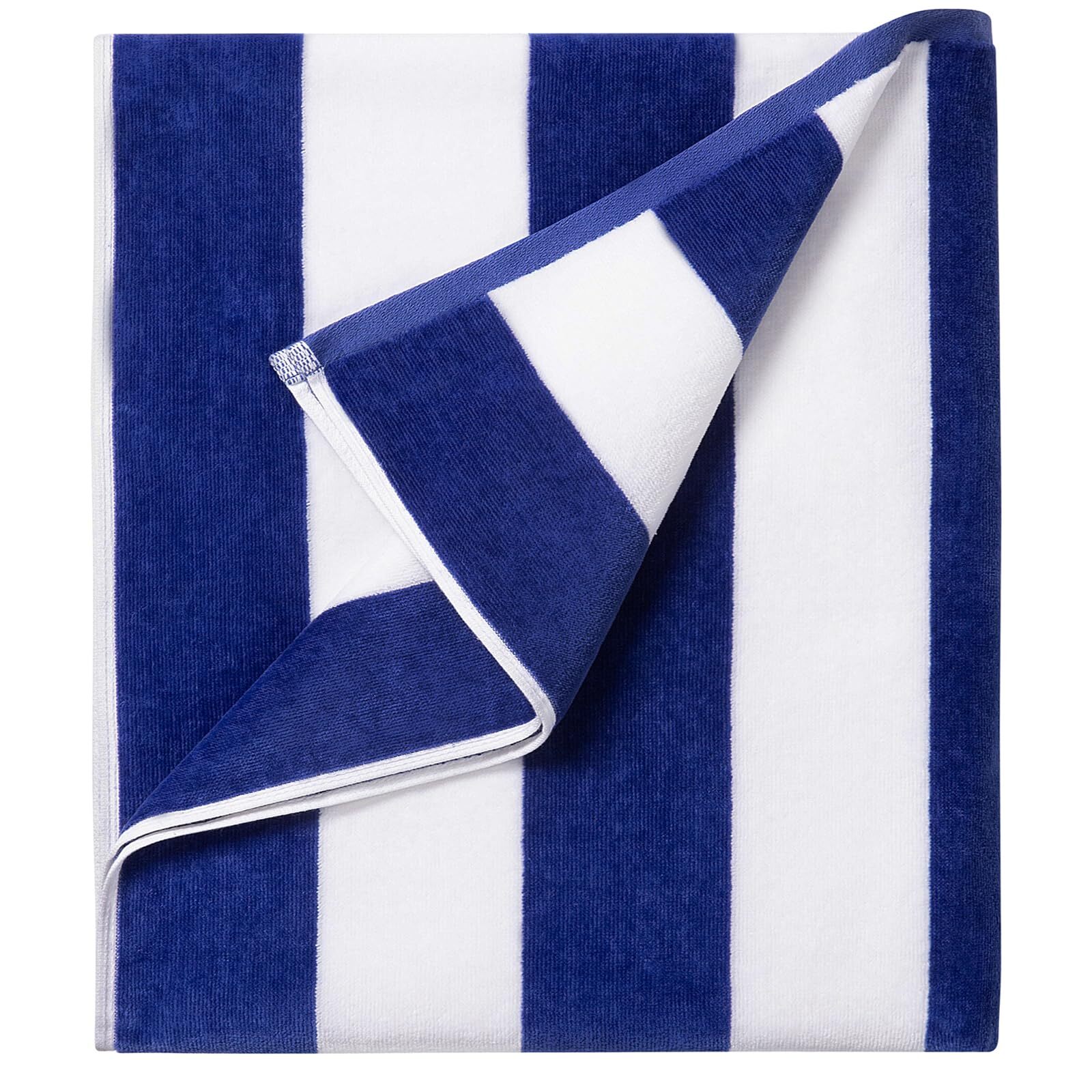 Extra Large 36x70 Inch Dark Blue Striped Beach Towel for Adults
