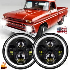 2X 7"Inch 280W LED Headlight Round HI/LO Sealed Beam for Chevy Pickup Truck 3100
