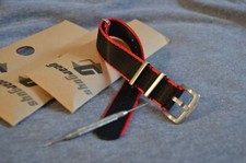 Gear Guys Military Style Watch Strap Seat Belt Material Black  Red  20mm 22mm