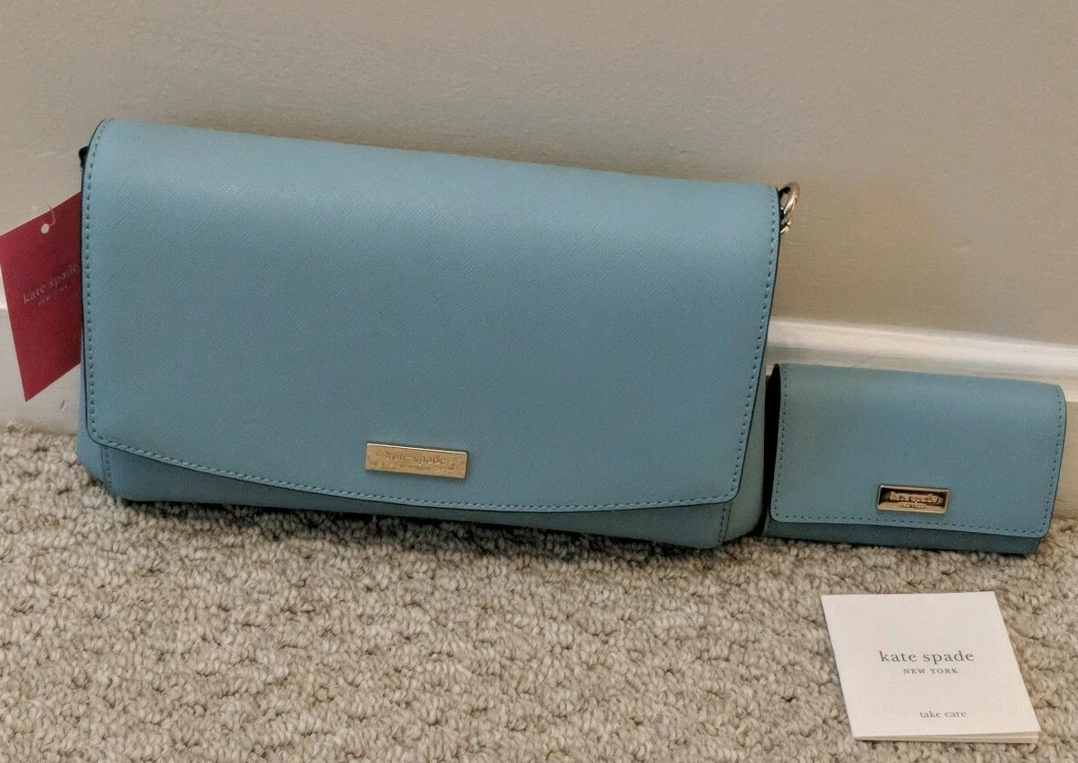 Kate Spade Greer Chain Crossbody Pale Blue Saffiano Leather 