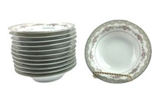 6 Noritake Glenwood Fruit Sauce Bowls 5 3/4 Platinum Trim 5770 Vtg Wedding 