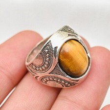 Tiger's Eye Men's Ring Solid 925 Sterling Silver Statement Ring, All Size M216