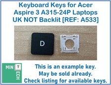 Keyboard Replacement Keys for Acer Aspire 3 A315-24P Laptops UK NOT Backlit