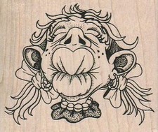 Pucker Up Lady 3 1/4 x 2 3/4" Rubber Stamp, People Stamp, Woman Stamp