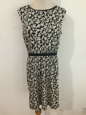 Ann Taylor LOFT Bateau Neck Sleeveless Sheath Dress Ivory & Black Floral Size S