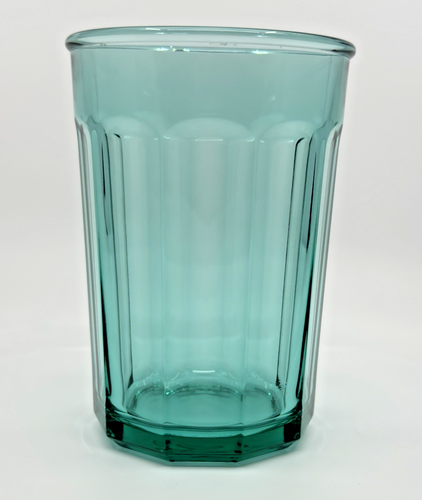 Luminarc Green/ Teal Drinking Glass 10-Sided 21 oz Made in France