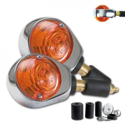 Lenkerenden Universal Motorrad Blinker Ochsenauge verchromt 7/8'' + 1 '' getönt