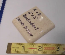 Buckwheat  2" X 2" X 5/16" Ceramic Surface Bullnose Corner Tile; made 1940's
