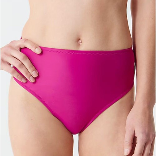 J. Crew Hallie High Waist Full Coverage Bikini Bottom Women's XS Radiant Fuchsia - Picture 2 of 6