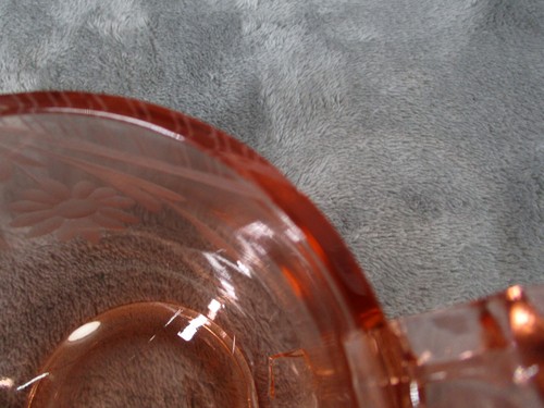 Depression Glass Sugar Bowl And Creamer Set Pink Floral Etched Vintage Handle * - Picture 16 of 16