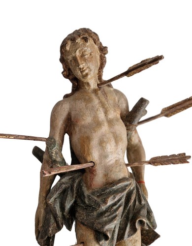 Barroco, Hl. Sebastián, madera tallada - siglo XVIII alrededor de 1700/1720 (# 14487) - Imagen 3 de 6