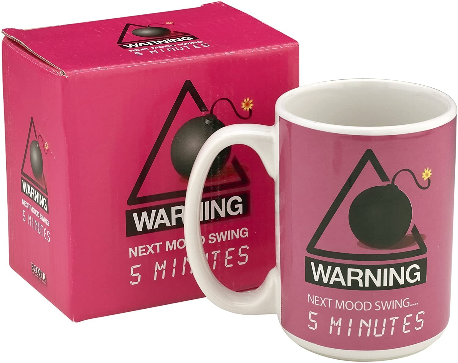Boxer Gifts Warning… Next Mood Swing 5 Minutes Humor Break Mug, 15 oz