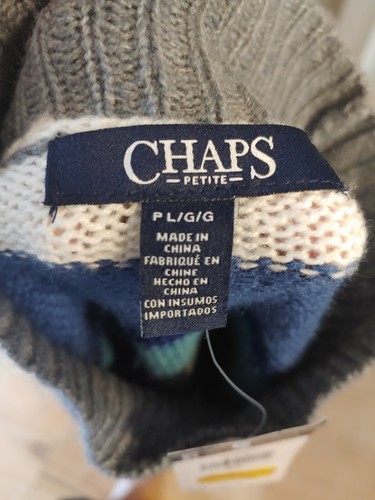 Chaps by Ralph Lauren Women's Gray, Blue, and Green Stripe Longsleeve Sweater PL - Picture 4 of 4