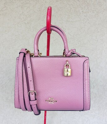 Coach MICRO Zoe Petal Pink Leather Tote/Satchel Bag w/Lock Detail