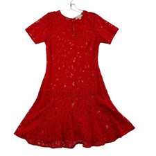 Michael Kors Womens Laced Dress Red Size 6 Short Sleeve Fit Flare