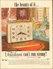 1951 Vintage ad for Telechron Clocks retro Art Price 05/08/21