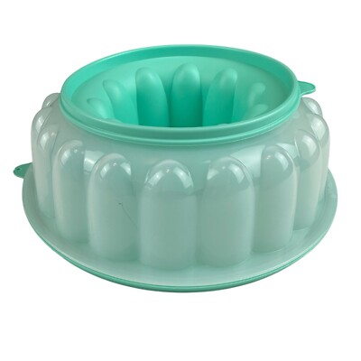 Tupperware Round Jello Mold 3 Pieces Clear  Mint Green 1203-5