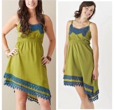Matilda Jane Summer Breeze Asymmetrical hem Dress crochet detail Sz XS