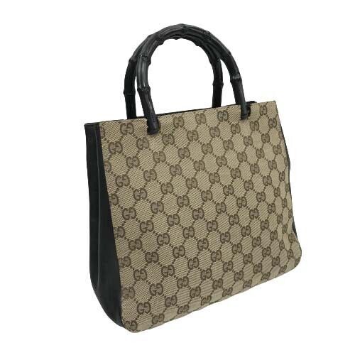 Gucci Authentic Canvas Tote Handbag Beige Brown Unisex Logo Gucci Authentic Canvas Tote Handbag Beige Brown Unisex Logo