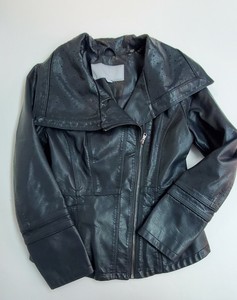 Jessica Simpson Negro Chaqueta De Cuero De Imitación Cuello Grande Sexy Con  Cremallera Talle M | eBay