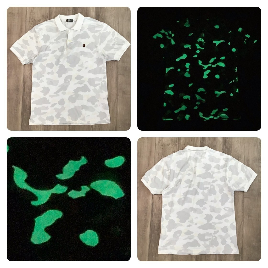 A Bathing Ape CITY CAMO 蓄光ポロシャツ Glow in the dark BAPE city camo polo shirt White A Bathing Ape