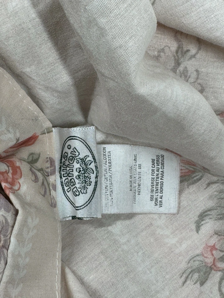 Vintage Laura Ashley Queen Dust Ruffle Floral Bed Skirt Cottage Core Romantic - Image 3 of 4