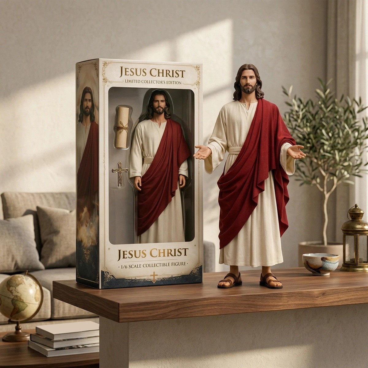 Jesus Christ Resin Statue Sacred Heart Figure Christian Home Decor Collectible