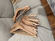 Lot of 37 Wooden Clothes Hangers Shirts and Pants Closet Organization