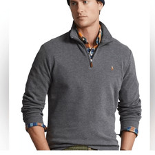 Polo Ralph Lauren Estate Rib 1/4 Zip Pullover Sweater - Dark Gray