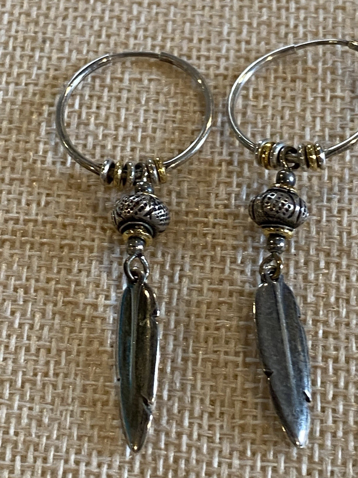 Native American Style Dangling Feather Sterling S… - image 1