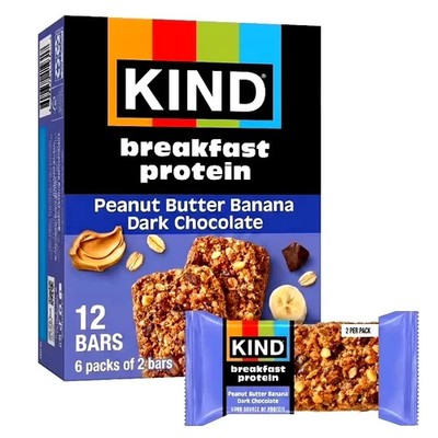 KIND Breakfast Bars Peanut Butter Banana Dark Chocolate Gluten Free 12 BARS