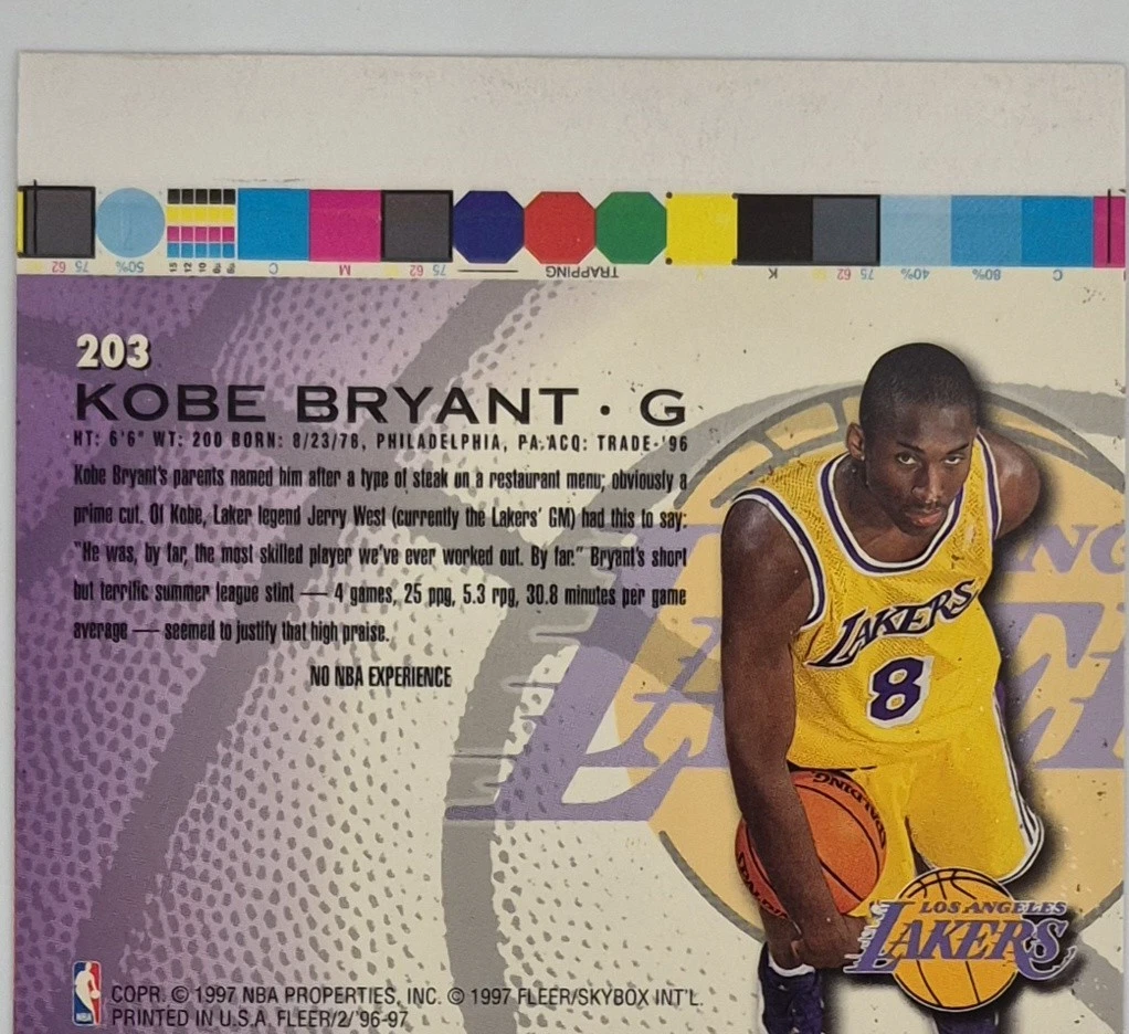 Kobe Bryant Basketball Original Misprint Sports Trading Cards