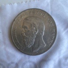 Deutsches Reich 5 Mark Silbermünze 1875 – Friedrich Großherzog Baden G - VZ