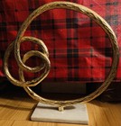 14” Modern Art Gold Looping Abstract Textured Sculpture Marble Base Heavy 4lbs. — photo 4