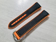 20mm Omega Seamaster Planet Ocean Black/orange Nylon/Rubber Watch Strap band