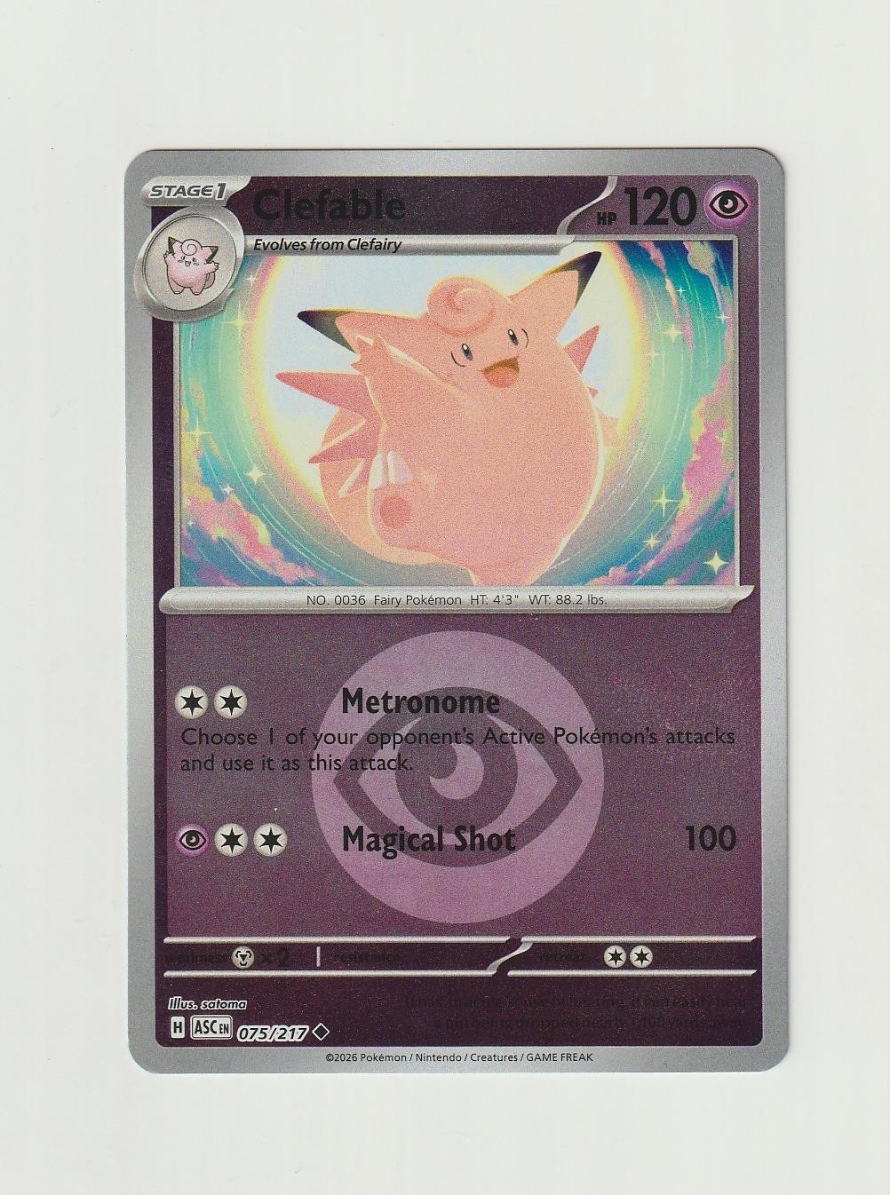 Clefable (Energy Symbol Pattern) 075/217 Reverse Holo ME: Ascended Heroes